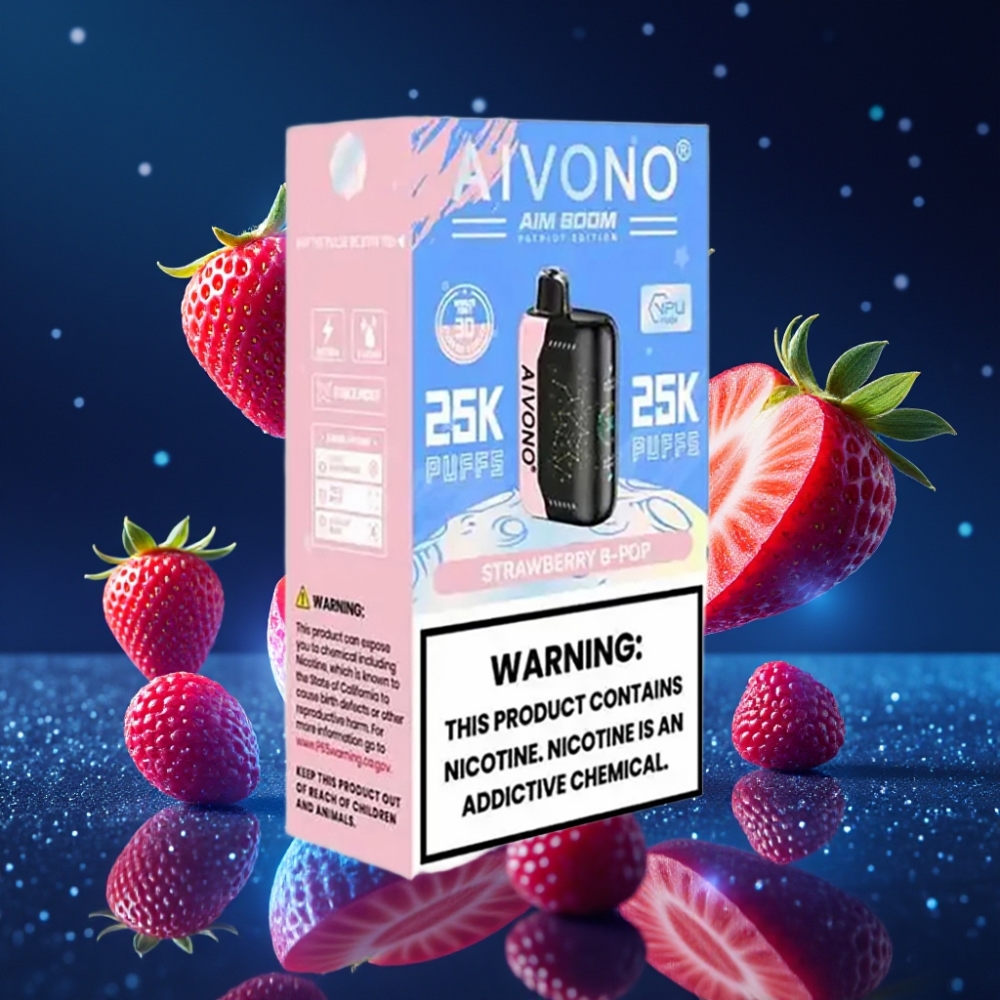 Aivono AIM BOOM 25000 Puffs 28ml 650mAh Maasik B Pop Ühekordne Vape