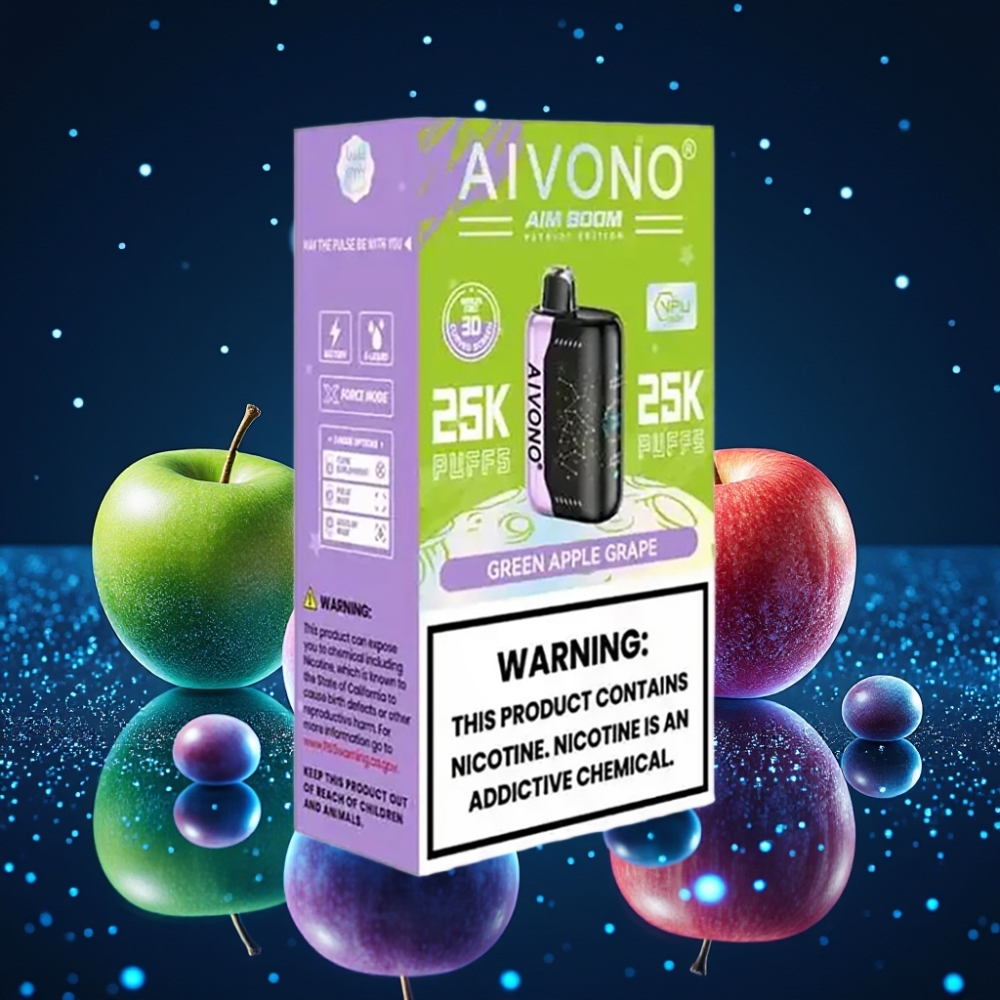 Aivono AIM BOOM 25000 Puffs 28ml 650mAh Roheline Õun Viinamari