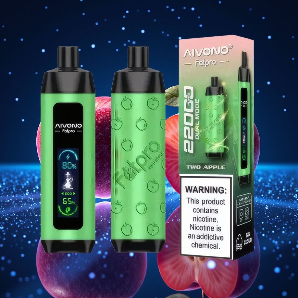Aivono AIM FATPRO 22000 Puffs Ühekordne Vape Kaks Õuna – 28ml, 600mAh, 0.6 ohm Mesh Coil, Eco/Boost Režiimid