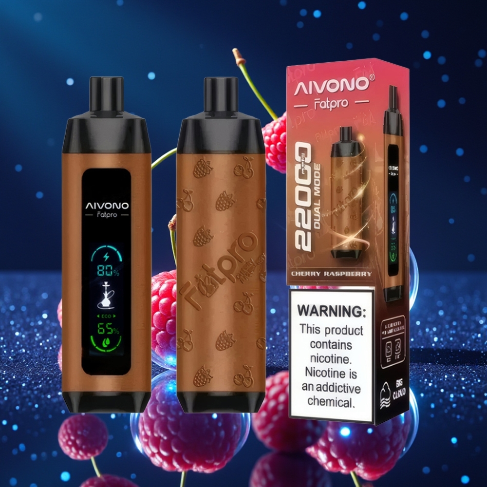 Aivono AIM FATPRO 22000 Puffs Ühekordne Vape Kirsi Vaarikas 0%/2%/3%/5% Nikotiini, 28ml E-vedelik, 600mAh Laetav, 0.6 ohm Mesh Coil