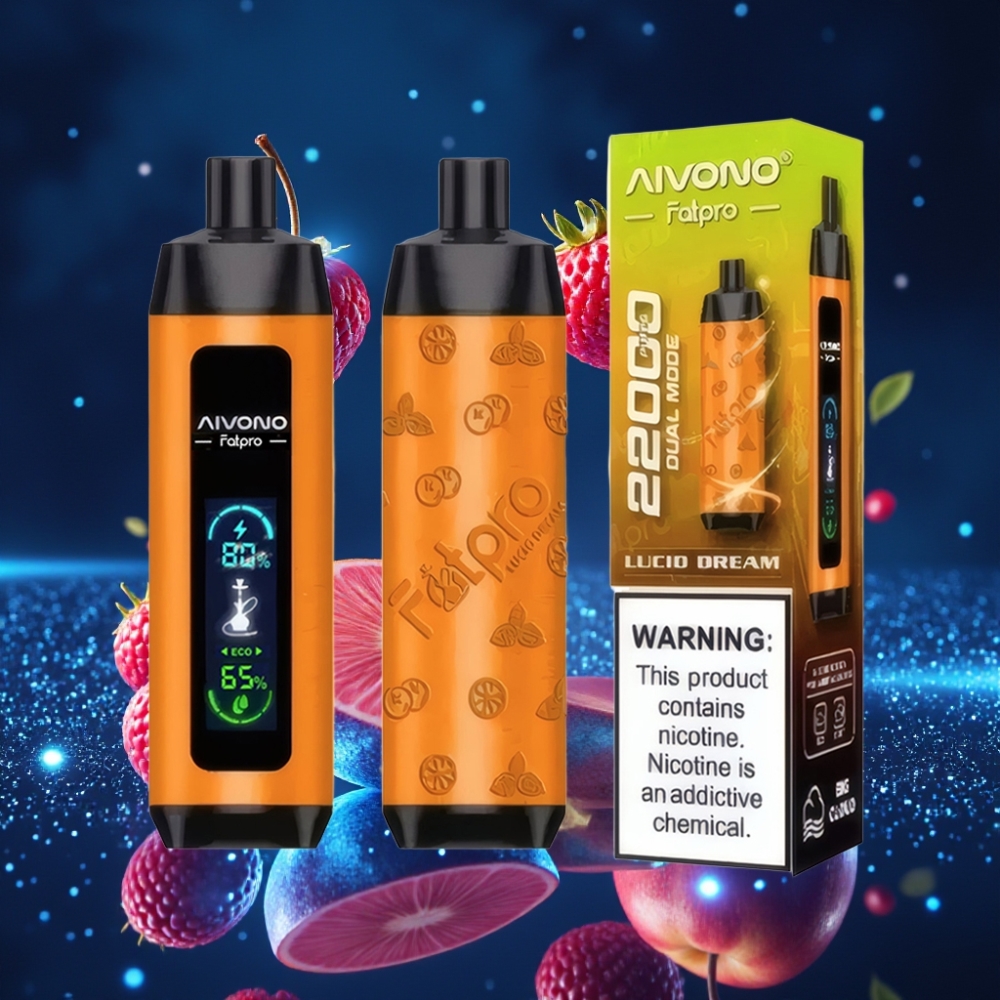 Aivono Aim Fatpro 22000 Puffs Ühekordne Vape 28ml E-liquid 0.6 ohm Mesh Coil Eco/Boost Dual Modes 10 Maitsega