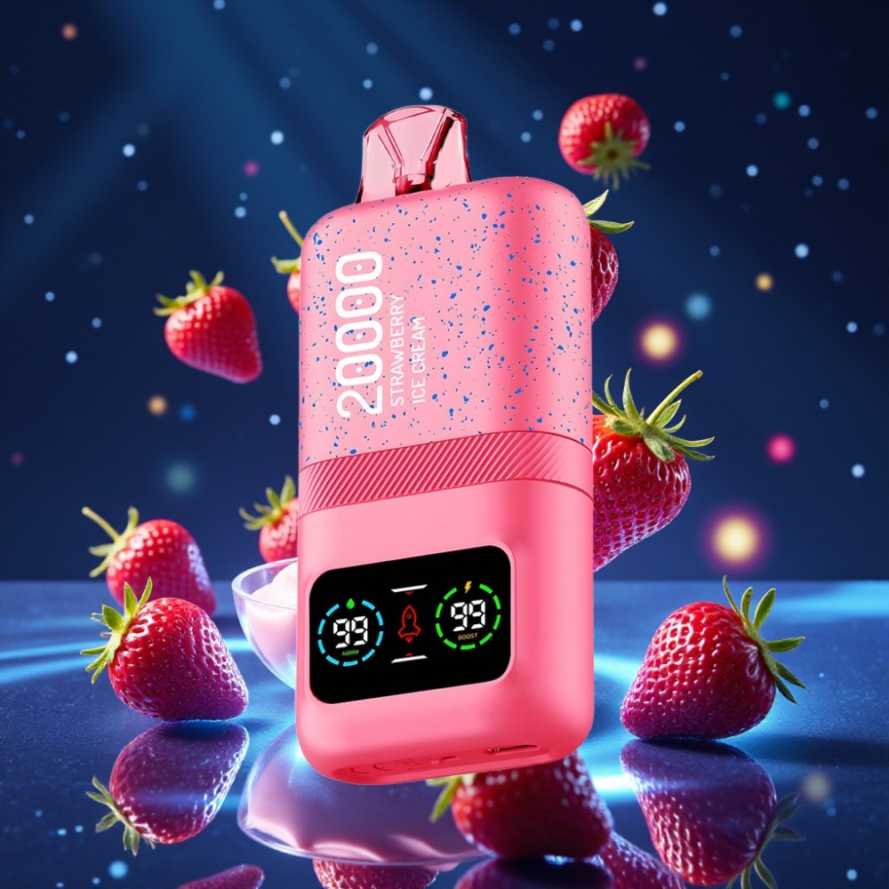 Aivono AIM MAGIC 20000 Põhku Ühekordne Vape maasikajäätis 26ml E-vedelik Dual Mesh Coils LCD ekraan Type-C laadimine 600mAh aku
