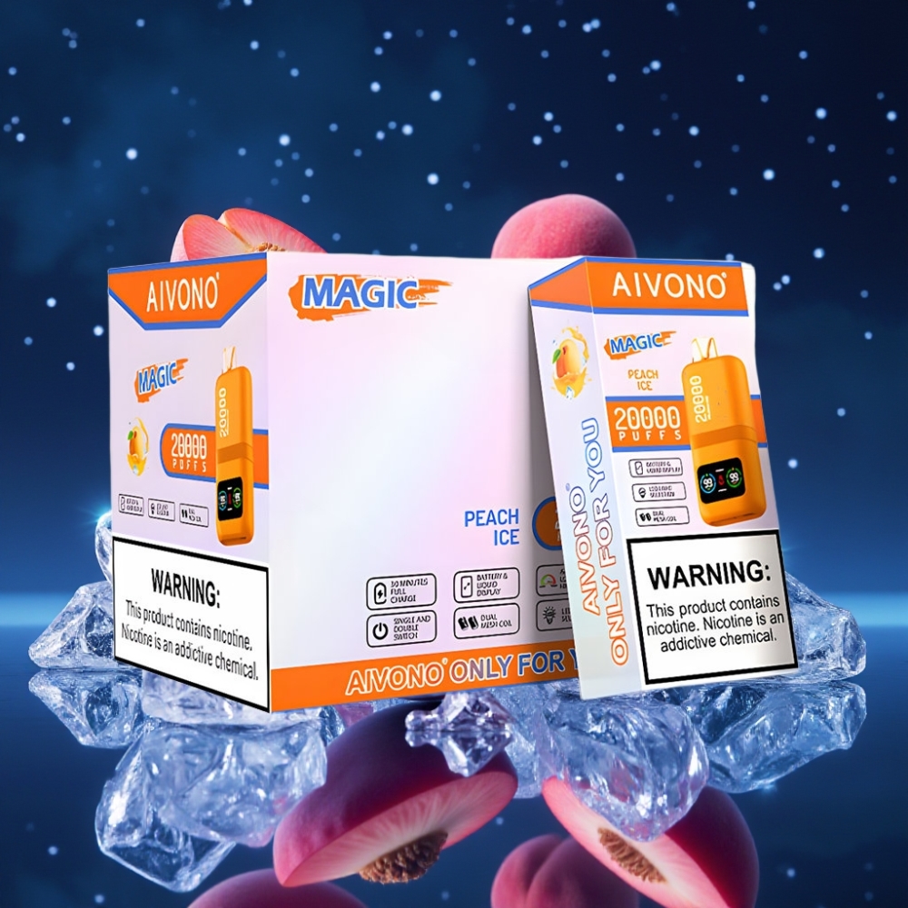 Aivono AIM MAGIC 20000 Puffs Dual Mesh LCD Type-C Laaditav Virsikujää Ühekordne Vape