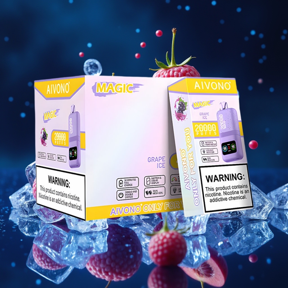 Aivono AIM MAGIC 20000 Puffs Ühekordne Vape Viinamarja-Jää 26ml, Dual Mesh, LCD, Type-C