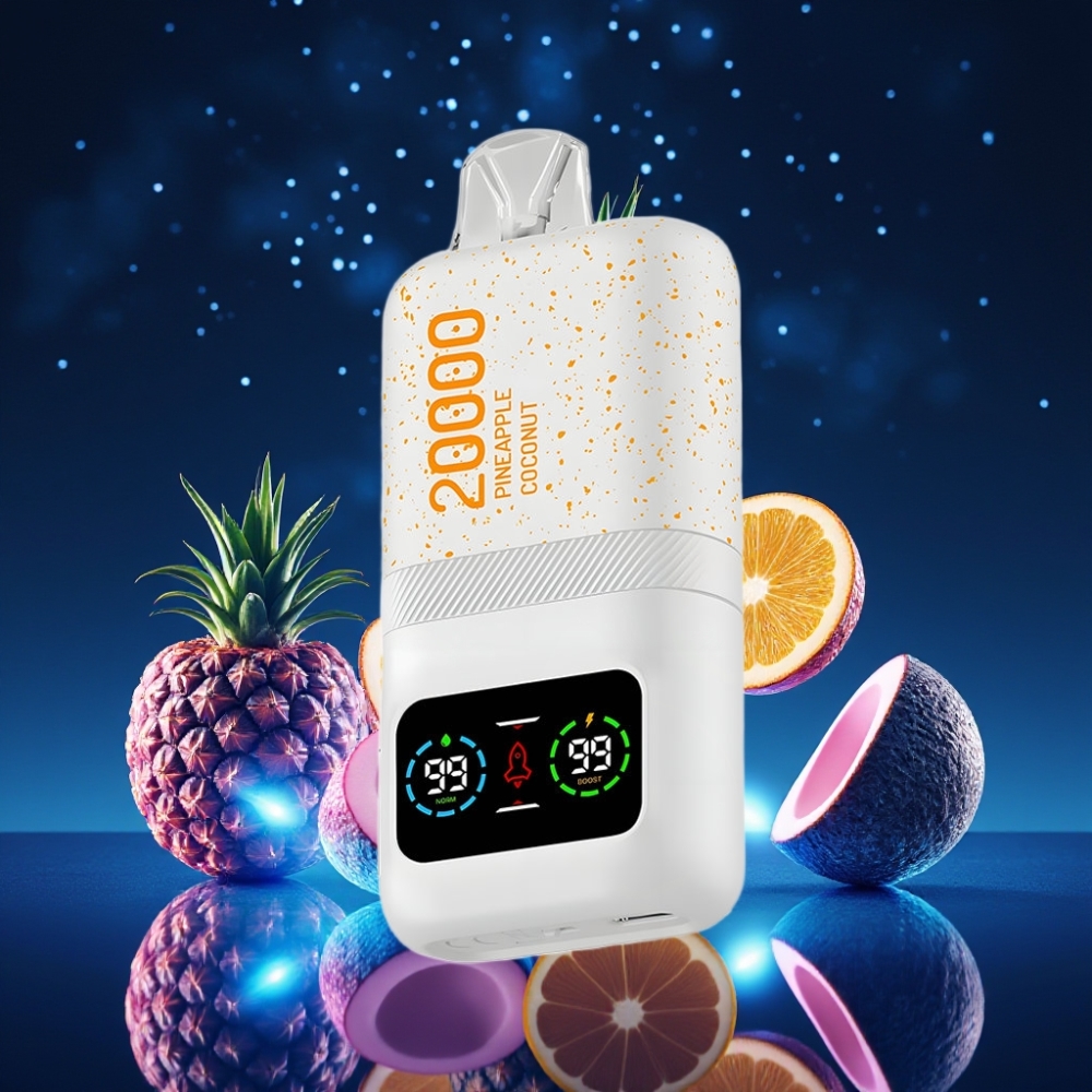 Aivono Aim Magic 20000 Puffs Ühekordne Vape Ananass-kookos, 26ml E-liquid, Dual Mesh Coils, LCD, Type-C, 600mAh