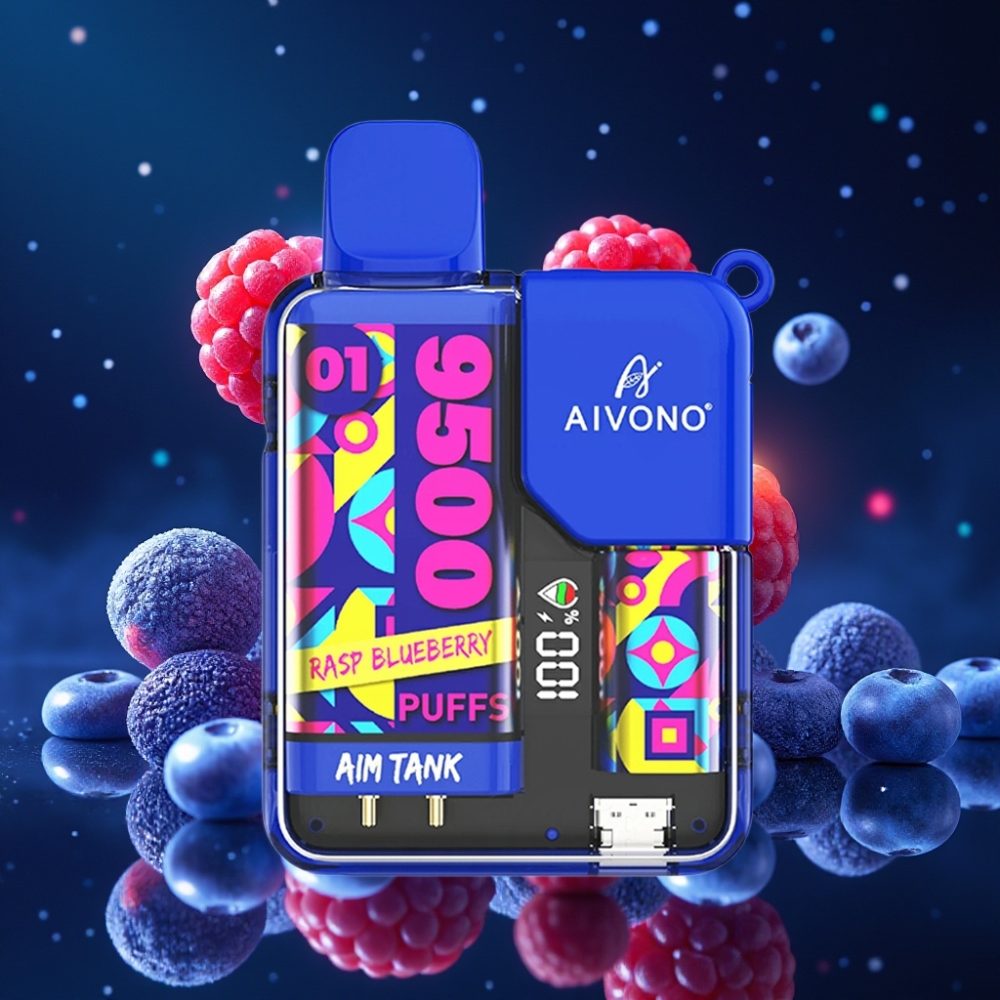 Aivono AIM-TANK 9500 Puffs 18ml 650mAh LCD 1.2ohm Mesh Vaarikas-Mustikas Ühekordne Vape
