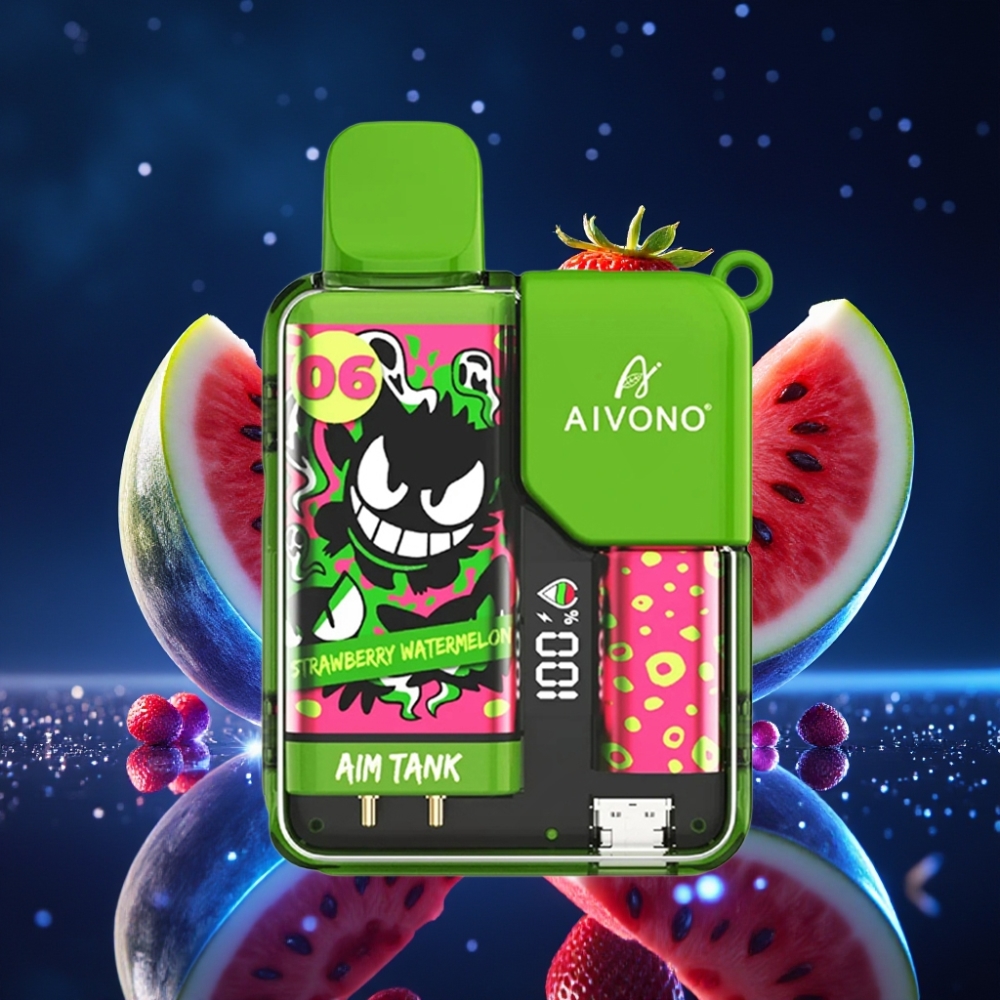 Aivono AIM-TANK 9500 Puffs 18ml E-maitsestus Maasikas-Arbuus 650mAh aku LCD-ekraan