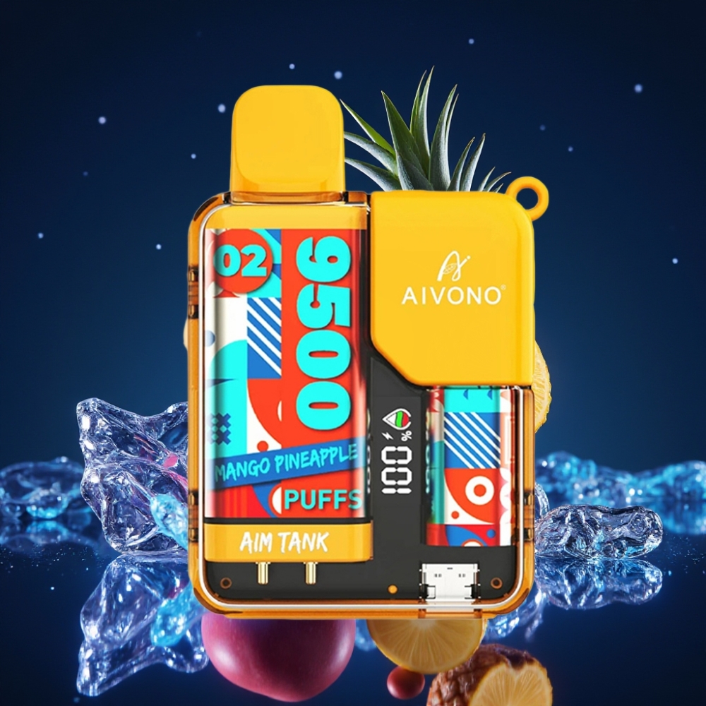 Aivono AIM-TANK 9500 Puffs 18ml Mango-Ananass E-vedelik 650mAh LCD Ekraan 1.2ohm Mesh Coil