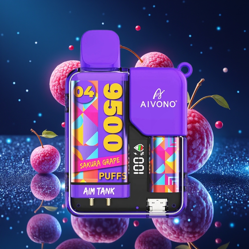 Aivono AIM-TANK 9500 Puffs Sakura Viinamarja 18ml 650mAh LCD 1.2ohm Mesh