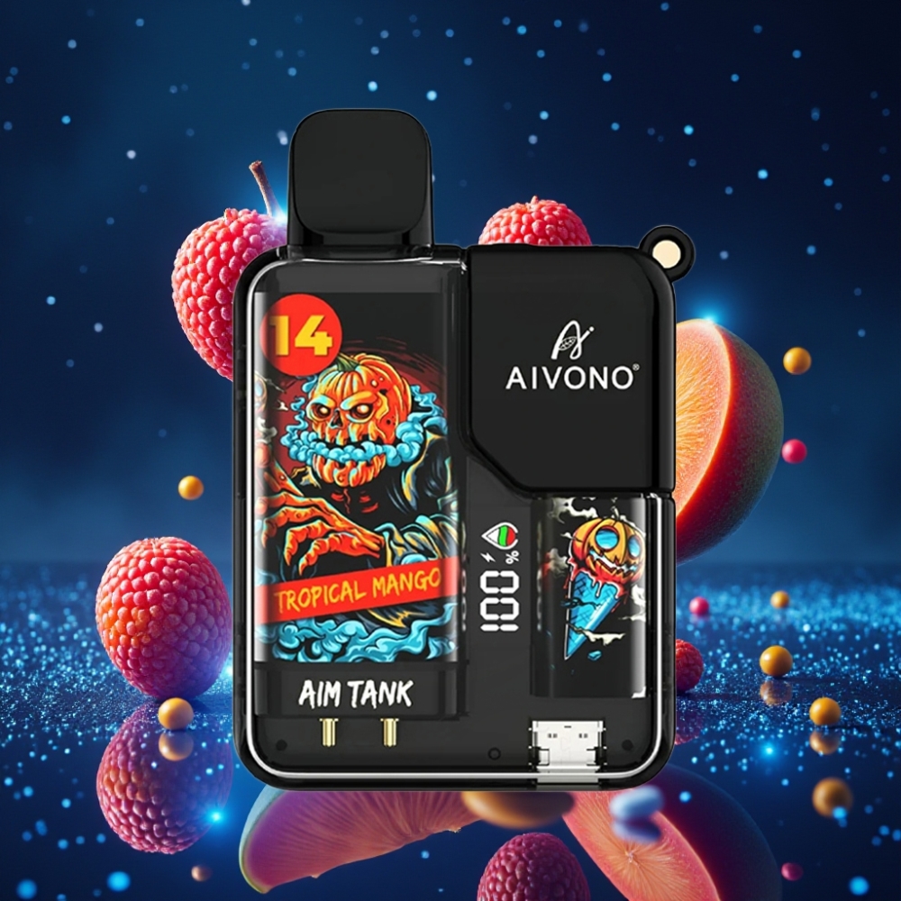 Aivono AIM-TANK 9500 Puffs Ühekordne Vape Troopiline Mango 18ml 650mAh LCD 1.2ohm Mesh Coil