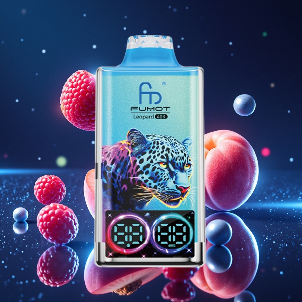 Fumot Leopard 40K Puffs Dual Mesh Ühekordne Vape Peach Berry with 700mAh Battery & Type-C Charging