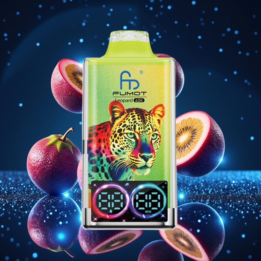 Fumot Leopard 40K Puffs Ühekordne Vape Kivi-Passionmari-Guava 0%/2%/3%/5% Nikotiini, 700mAh, Dual Mesh, Type-C Laadimine, Digital Tube Õlijuhtme Kuva