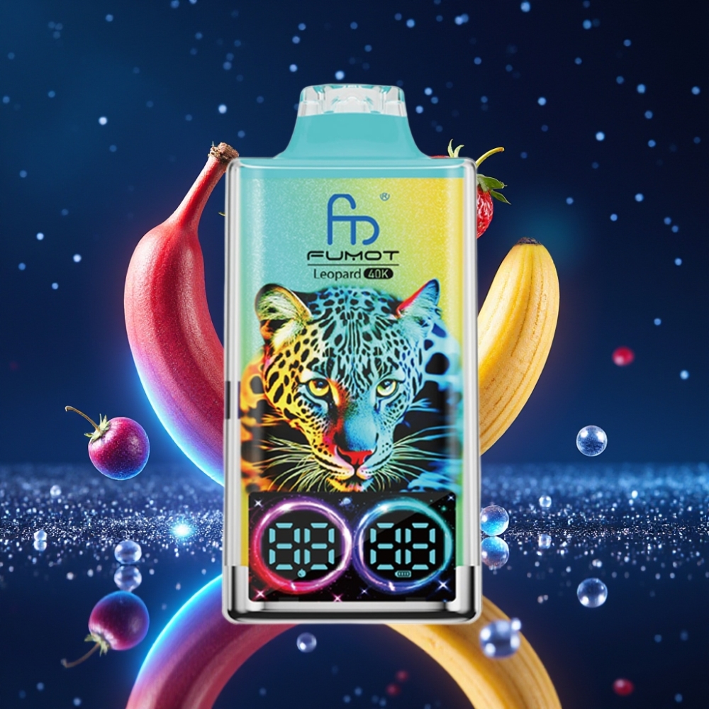 Fumot Leopard 40K Puffs Ühekordne Vape Maasikas-Banaan, 0%/2%/3%/5% Nikotiin, 700mAh, Dual Mesh, Type-C Laadimine, Digital Tube Õli Jõu Näit