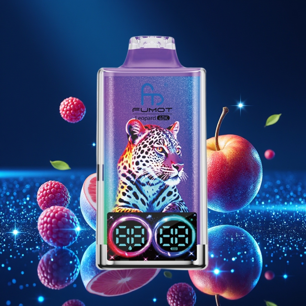 Fumot Leopard 40K Puffs Ühekordne Vape Mr Blue – 5% Nicotine, 700mAh, Dual Mesh, Type-C Charging, Digital Display