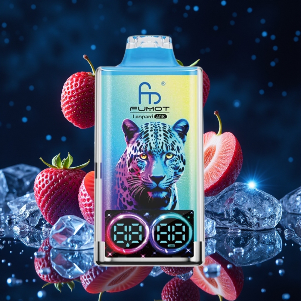 Fumot Leopard 40K Puffs Ühekordne Vape Must Draakon Jää 0%/2%/3%/5% Nikotiini, 700mAh Akuga, Dual Mesh, Type-C Laadimine, Digitaalne Õlitaseme Näidik