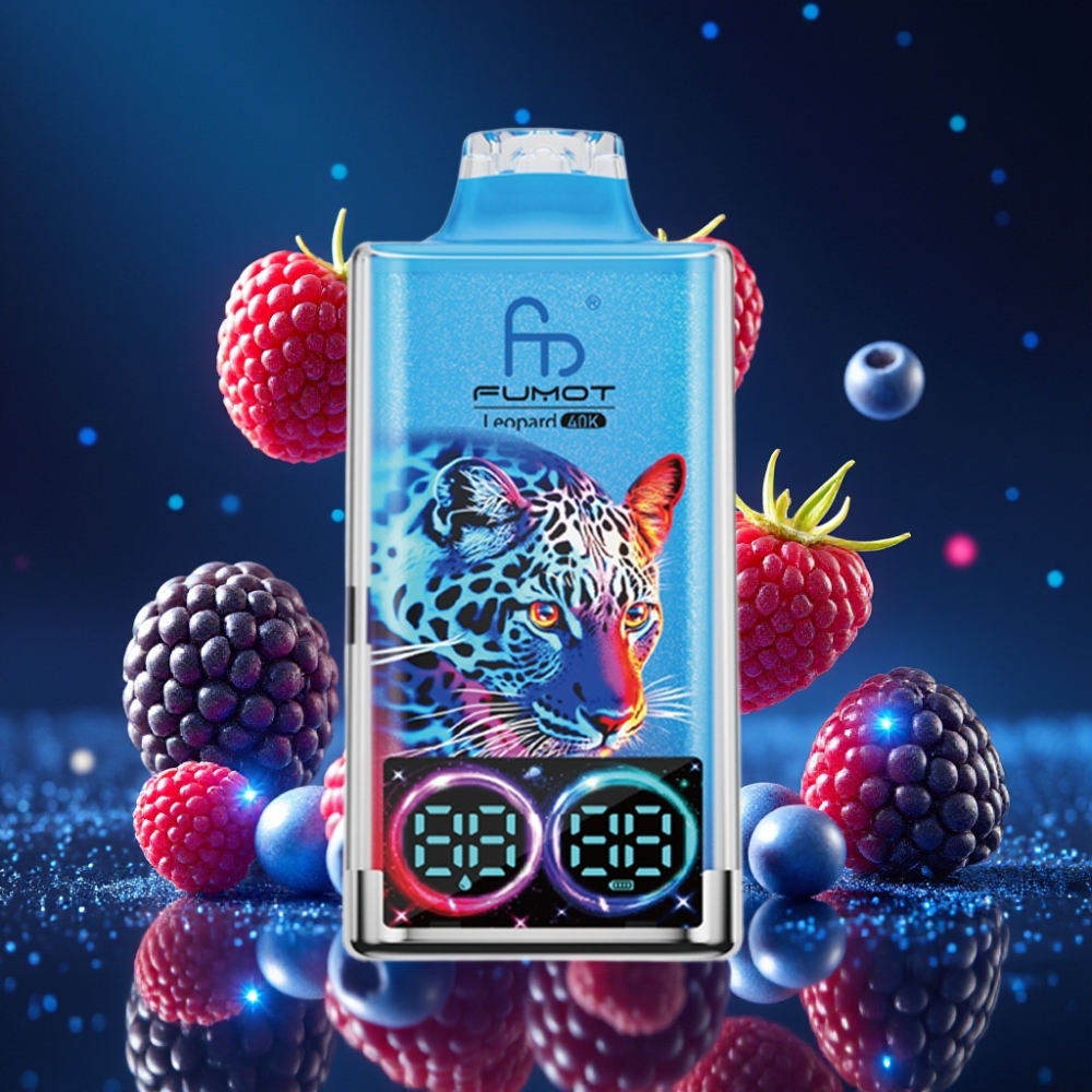Fumot Leopard 40K Puffs Ühekordne Vape Segasuurte Marjade Maitse, 700mAh Akuga, Dual Mesh, Type-C Laadimisega, Digitaalne õli Jääku Näidik
