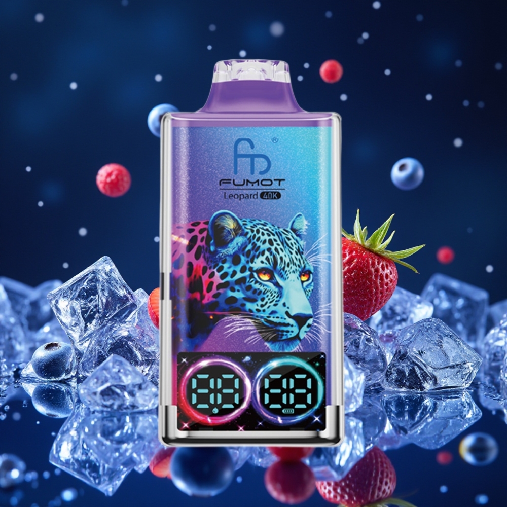 Fumot Leopard 40K Puffs Ühekordne Vape Sinimari-Jää, 700mAh, Dual Mesh, Type-C, Digitaalne õlitulekuvaade