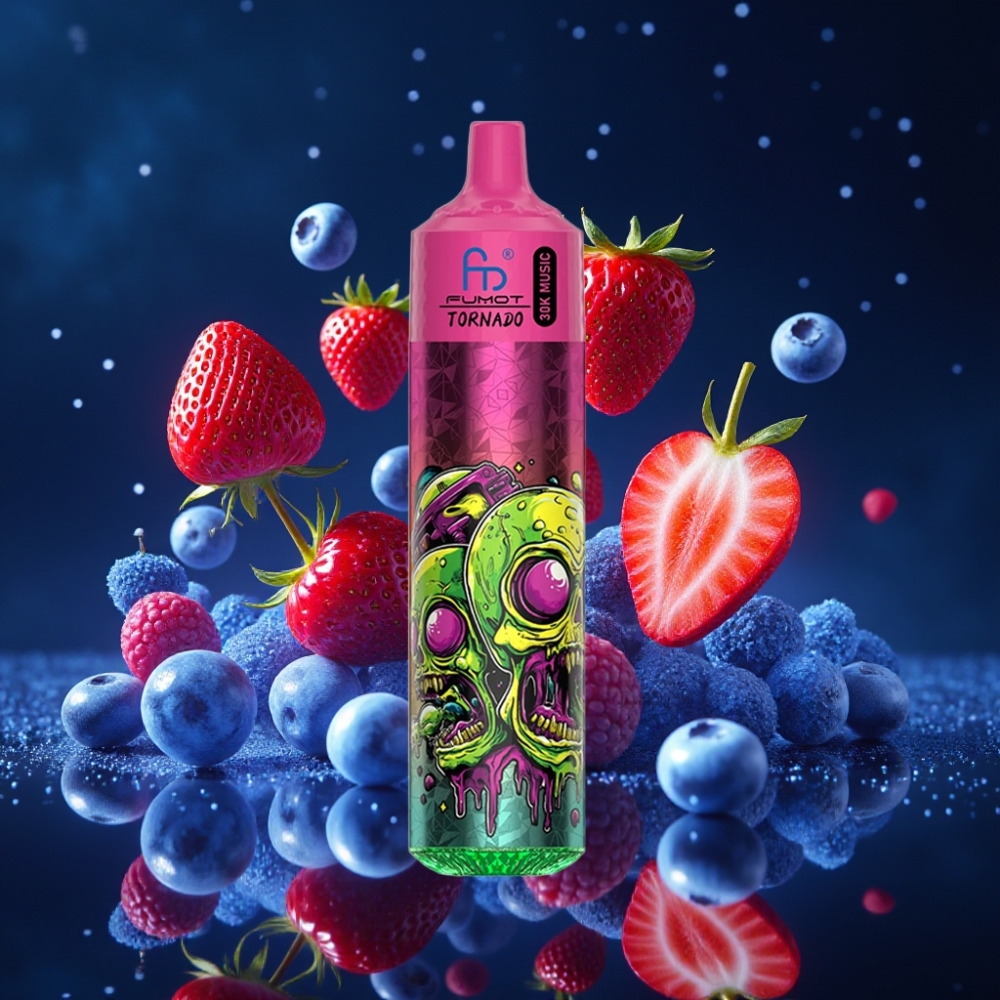 Fumot RandM Tornado 30000 Puffs 30mL 2%/5% Maasika-Mustikas Ühekordne Vape 600mAh LED