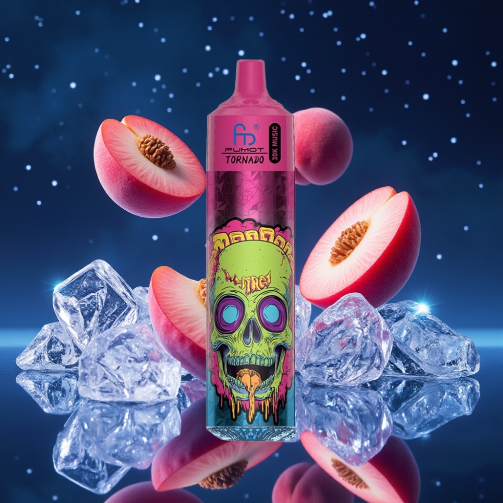 Fumot RandM Tornado 30000 Puffs 30mL 5% 1.0 Ohm Mesh Peach Ice Ühekordne Vape