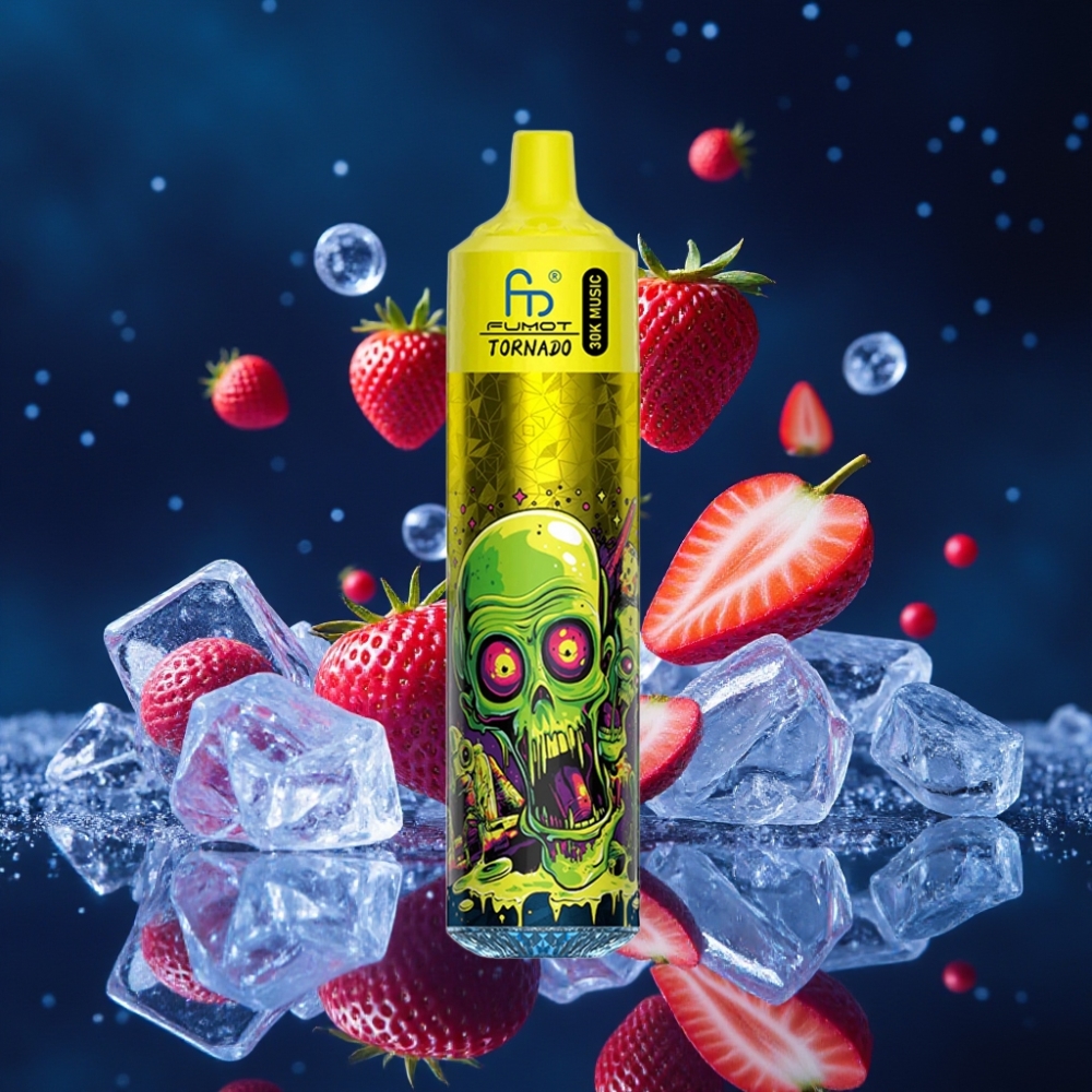 Fumot RandM Tornado 30000 Puhang Maasikajää Ühekordne Vape 30mL 5% 600mAh LED-ekraan