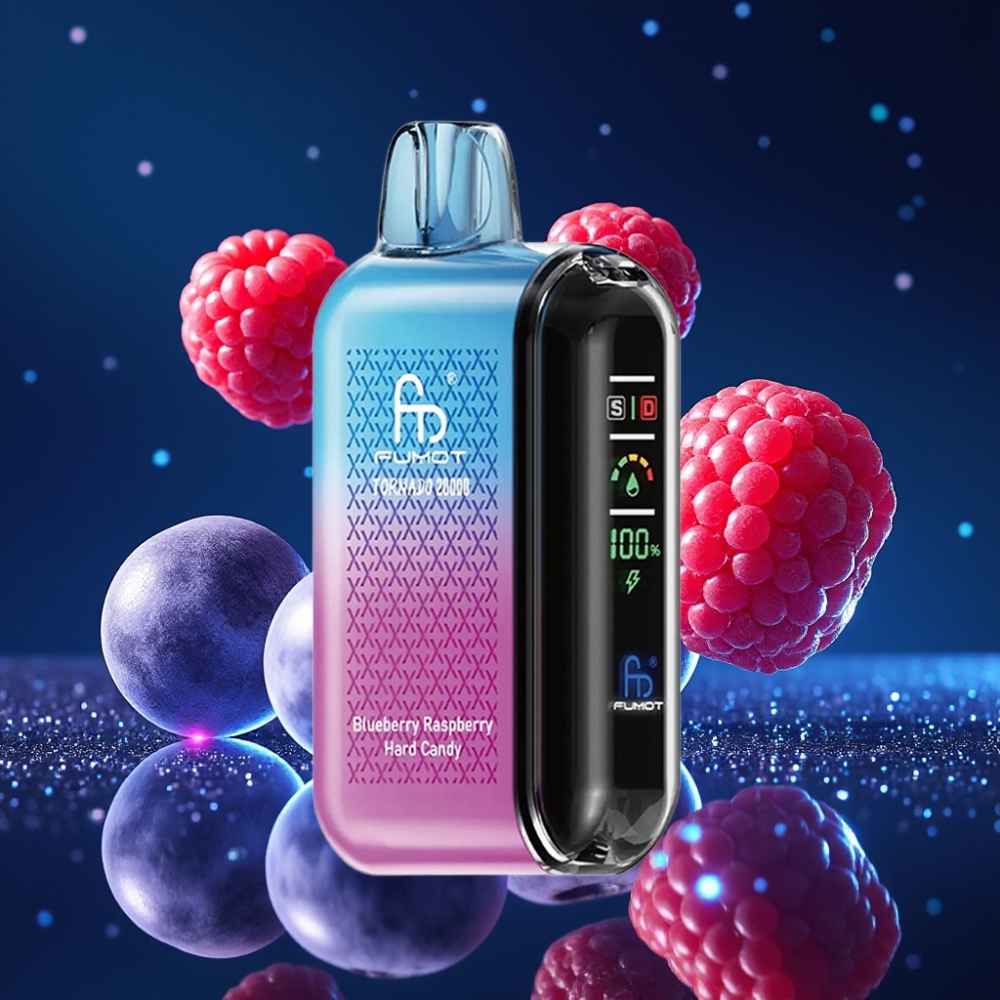 Fumot Tornado 20000 Puffs Disposabelne Vape Mustika-Vaarikakomm 20ml Mahutavus, 850mAh Akuga, Nuti Ekraan