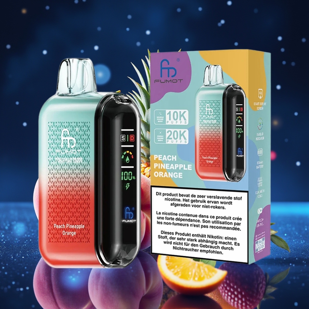 Fumot Tornado 20000 Puffs Disposabelne Vape Pirn Ananass Apelsin – 20ml Mahutavus, 850mAh Akuga, Dual Mesh Coil