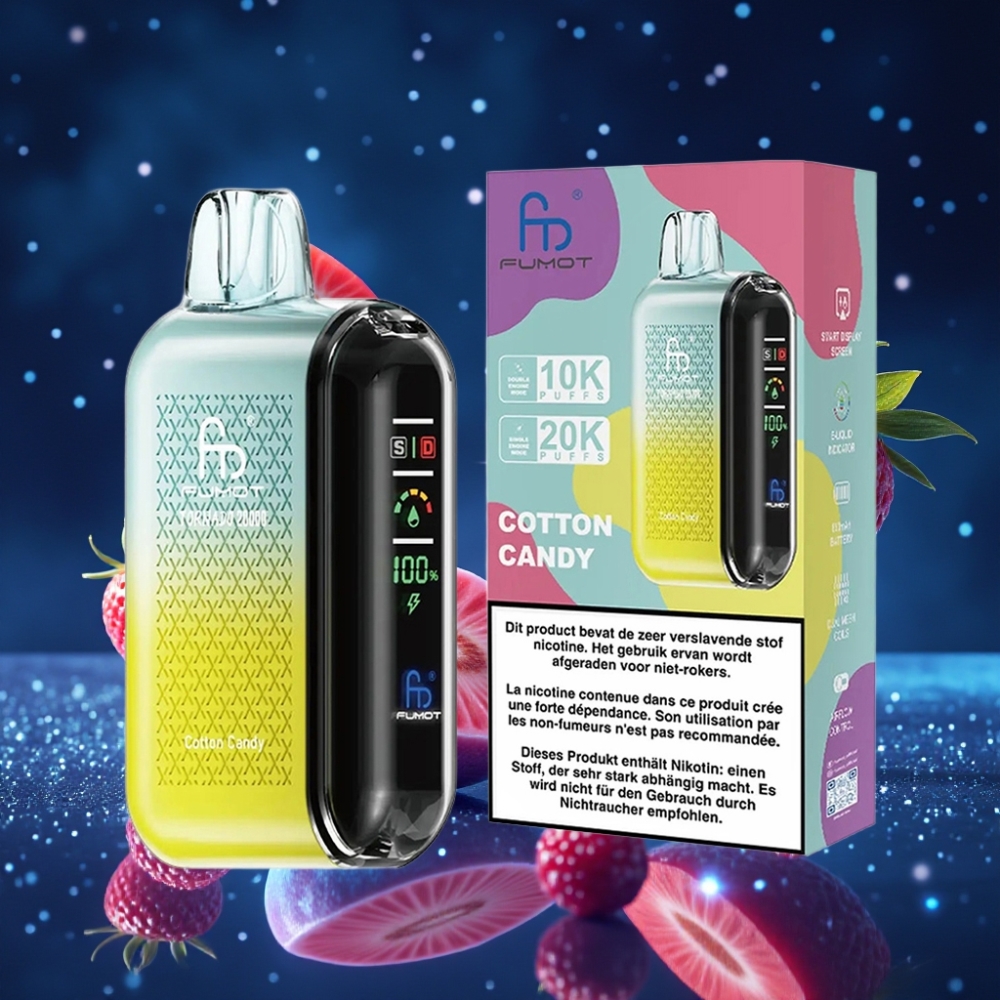 Fumot Tornado 20000 Puffs Disposabelne Vape (Vatšakomm) – 20ml E-vedelik, 850mAh Laetav aku, õhuvoolu reguleerimine