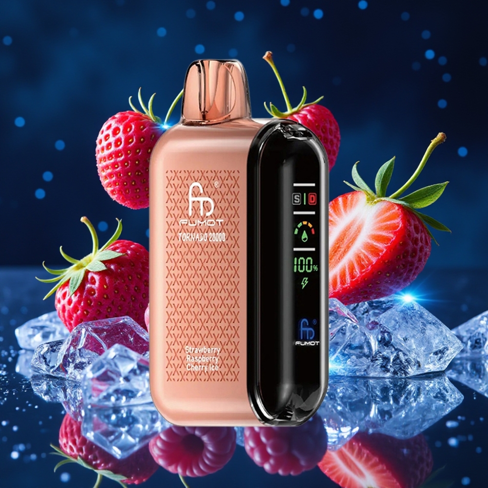 Fumot Tornado 20000 Puffs Dual Mesh 20ml Mahla-Jõhvikas-Kirsijää 850mAh Nutikuvari Õhuvooluregulatsioon