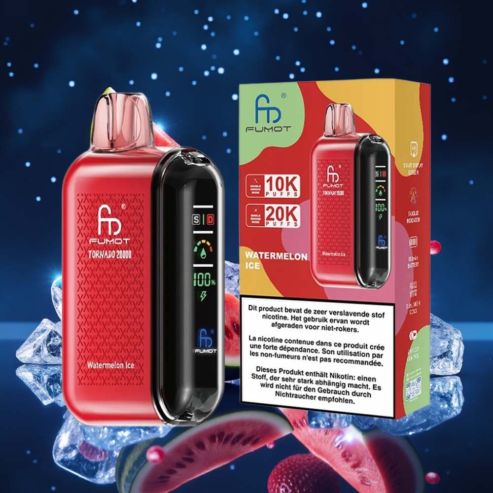 Fumot Tornado 20000 Puffs Dual Mesh Coil 20ml E-vedelikuga 850mAh Laetav Akuga Arbuusi-Jää Ühekordne Vape