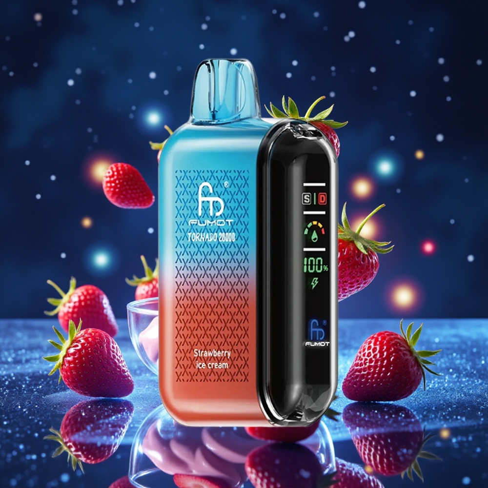 Fumot Tornado 20000 Puffs Dual Mesh Coil 20ml E-vedelikuga Maasikajäätise Disposabel Vape