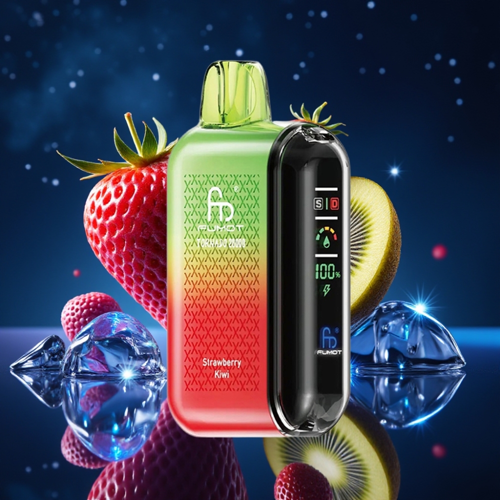Fumot Tornado 20000 Puffs Dual Mesh Coil 20ml Maasika-Kiivi Ühekordne Vape