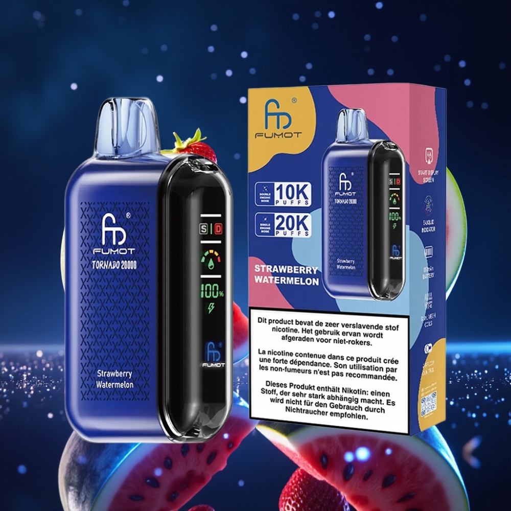 Fumot Tornado 20000 Puffs Dual Mesh Coil 20ml Mahla-Arbuusi Ühekordne Vape 850mAh Smart Display Airflow Control