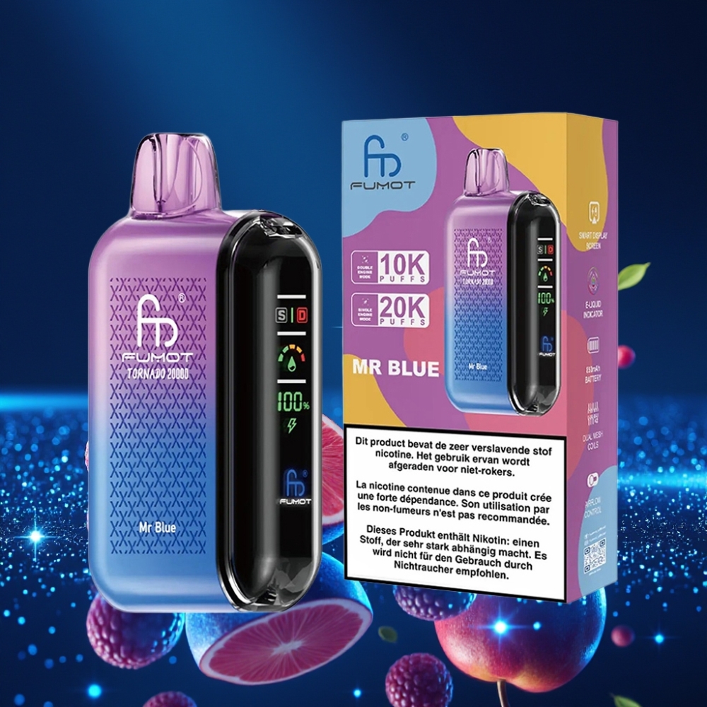 Fumot Tornado 20000 Puffs Dual Mesh Coil 20ml Sinine Ühekordne Vape