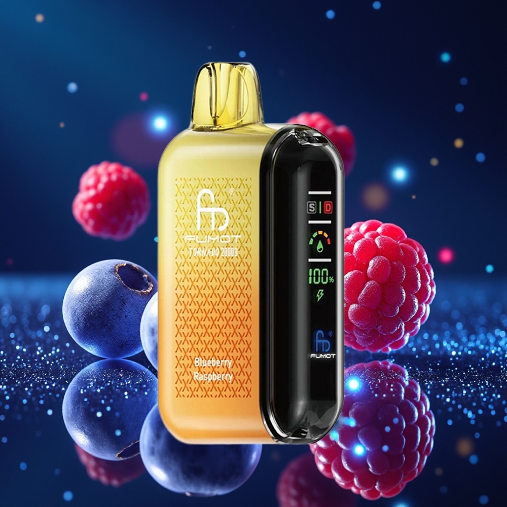 Fumot Tornado 20000 Puffs Dual Mesh Coil Mustika-Vaarikas Lahtisev Vape 20ml E-liquid 850mAh Akuga