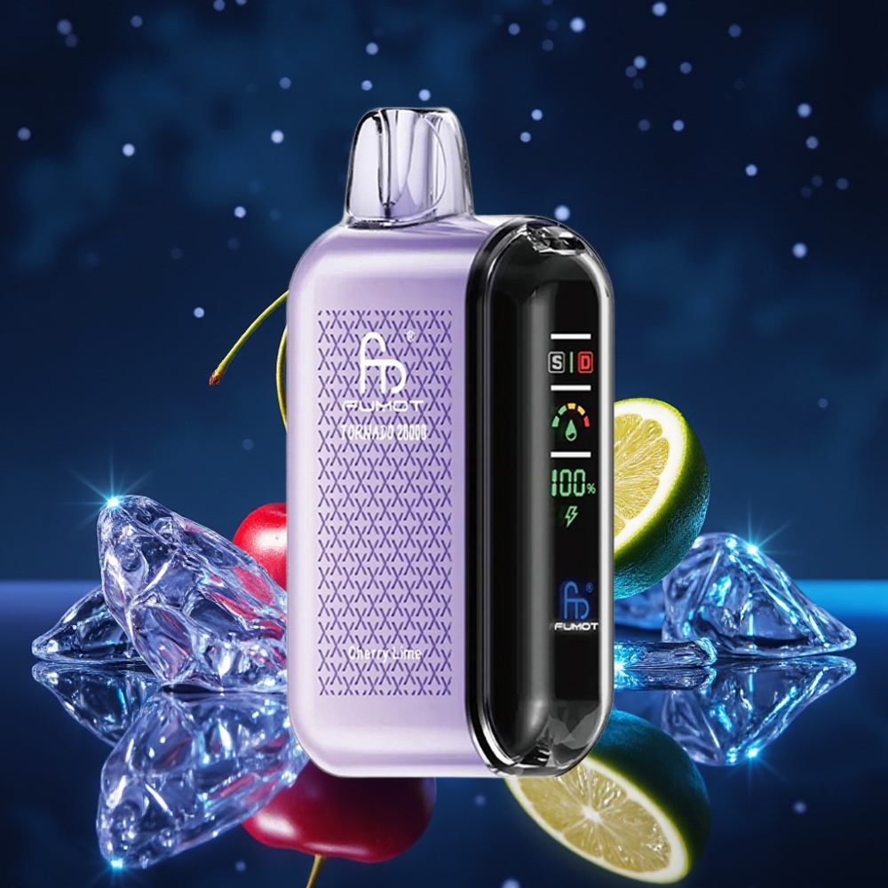 Fumot Tornado 20000 Puffs Kahetikandmikuga 20ml Mahutavusega Kirss-Laim Ühekordne Vape