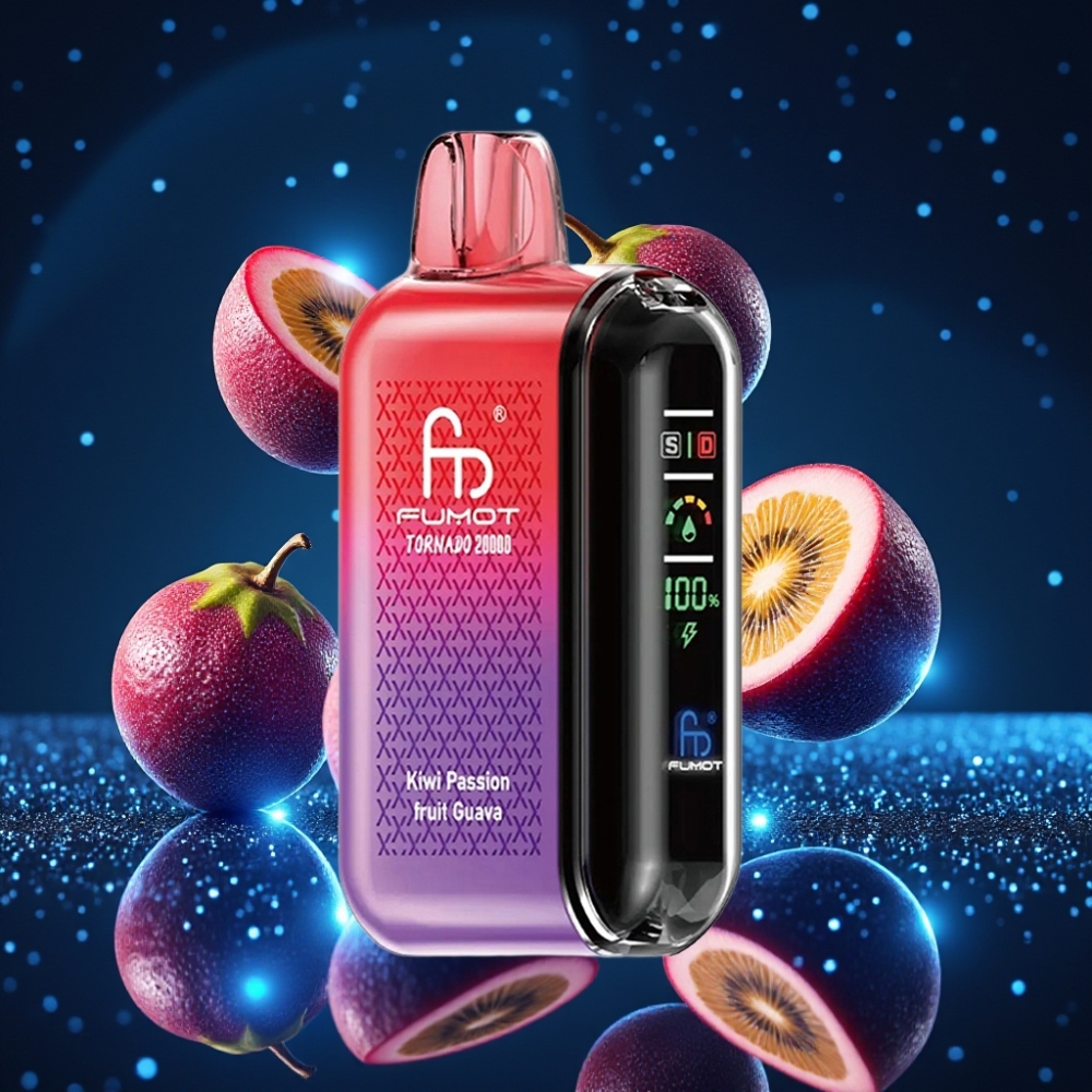 Fumot Tornado 20000 Puffs Ühekordne Vape Kivi-Marjapassiooniguava, 20ml Mahutavus, 850mAh Akuga, Õhuvoole Reguleerimine