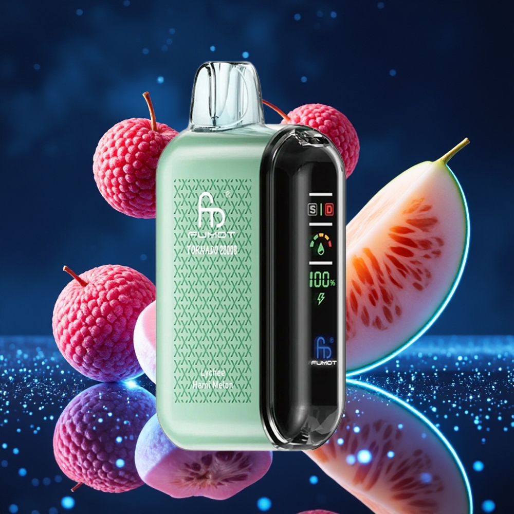 Fumot Tornado 20000 Puffs Ühekordne Vape Litši Hami Melon, 20ml E-vedelik, 850mAh Akuga, Smart Display