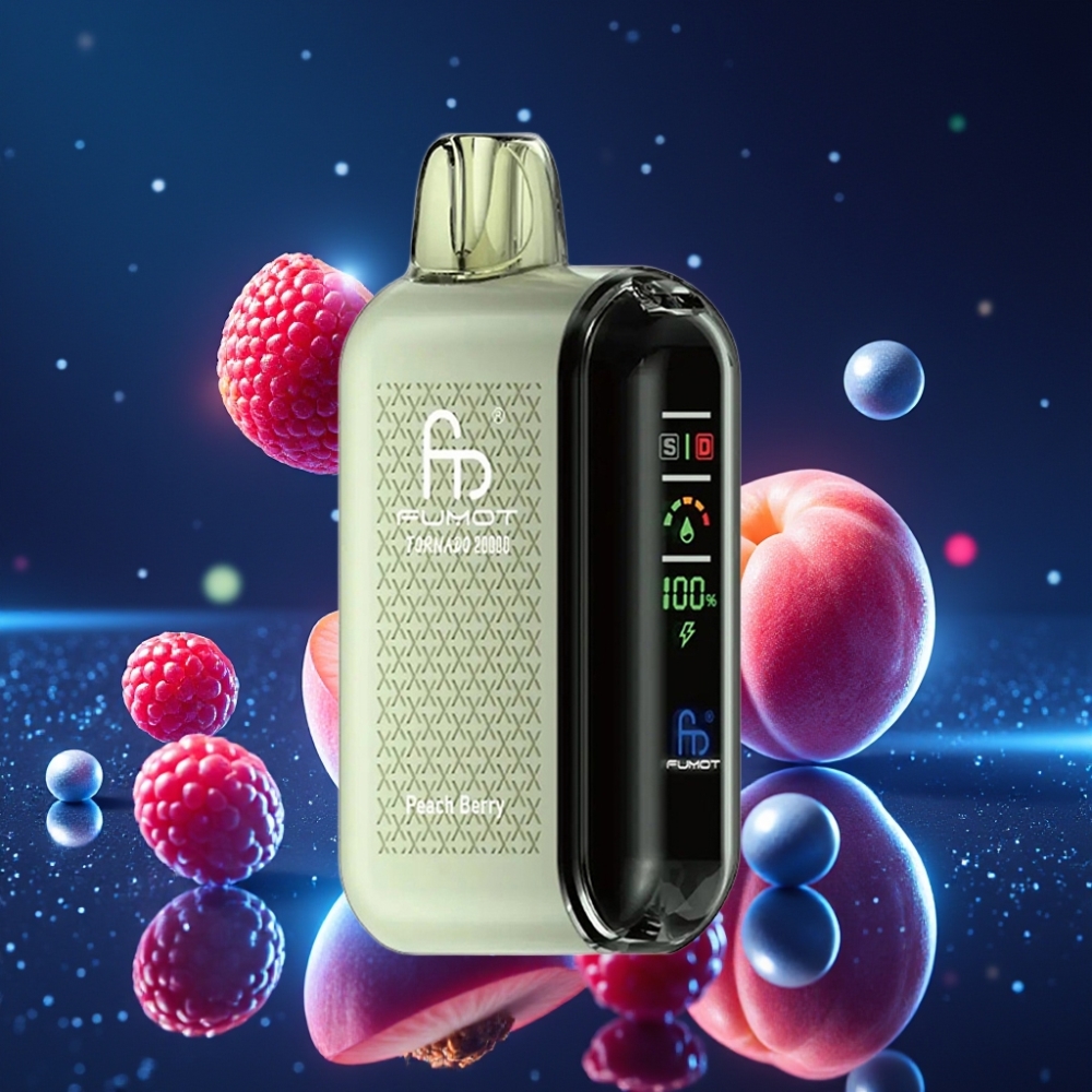 Fumot Tornado 20000 Puffs Ühekordne Vape Virsik-Marja 20ml Mahutavusega, 850mAh Laetav Aku, Tark Kuvar