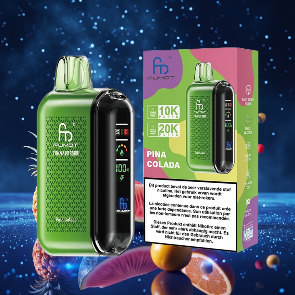 Fumot Tornado 20000 Soods Disposabel Vape Pina Colada 20ml Mahutavusega 850mAh Laetav Aku