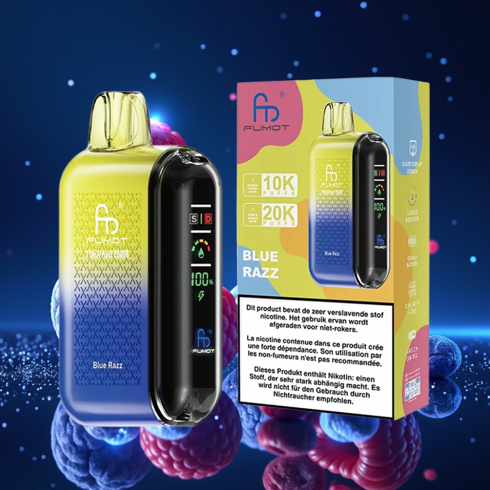 Fumot Tornado 20000 Tilka 20ml Mahutavusega Sinine Sõstar Akurega Ühekordne Vape