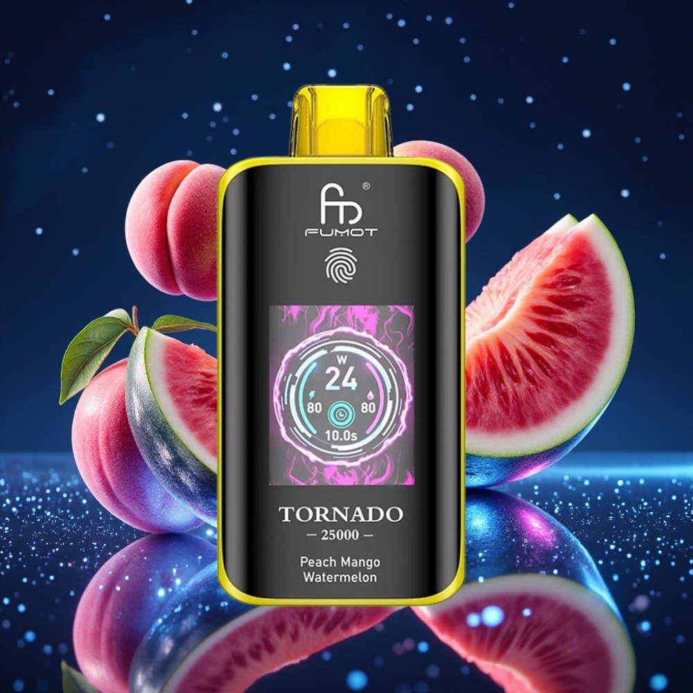 Fumot Tornado 25000 Puffs HD Ekraaniga 700mAh Akuga 20ml Pirnipure-Mangovesi Tüüp-C Laadimisega Ühekordne Vape