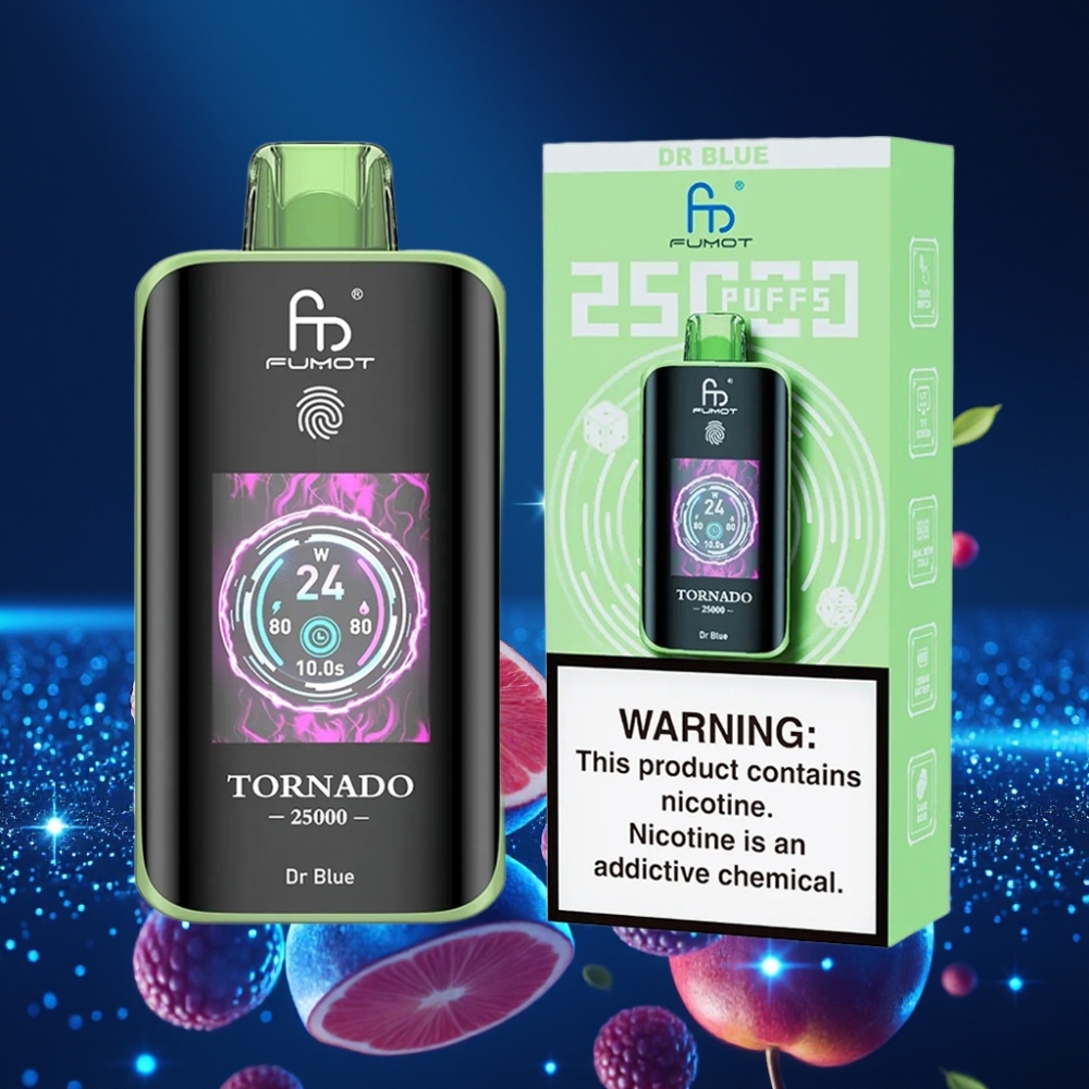 Fumot Tornado 25000 Puffs HD Ekraaniga, 700mAh Laetav aku, 20ml e-vedelik, Dr Blue
