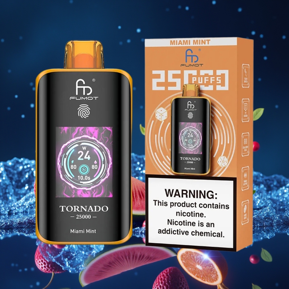 Fumot Tornado 25000 Puffs HD Ekraaniga Laaditav Miami Mündi Aromaatiga 20ml E-vedelikuga