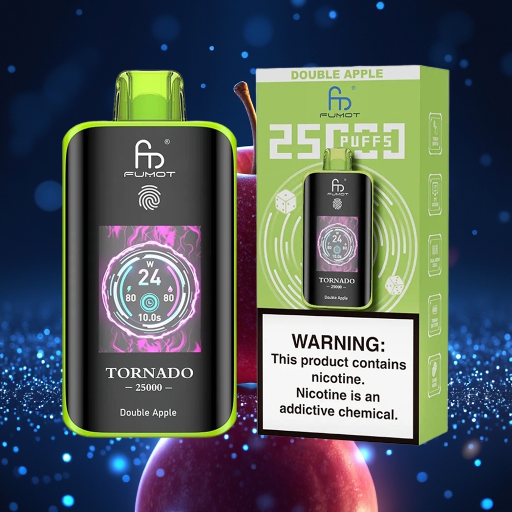 Fumot Tornado 25000 Puffs Ühekordne Vape Topeltõun, HD Ekraan, 700mAh Akuga, 20ml E-vedelik, Type-C Laadimine