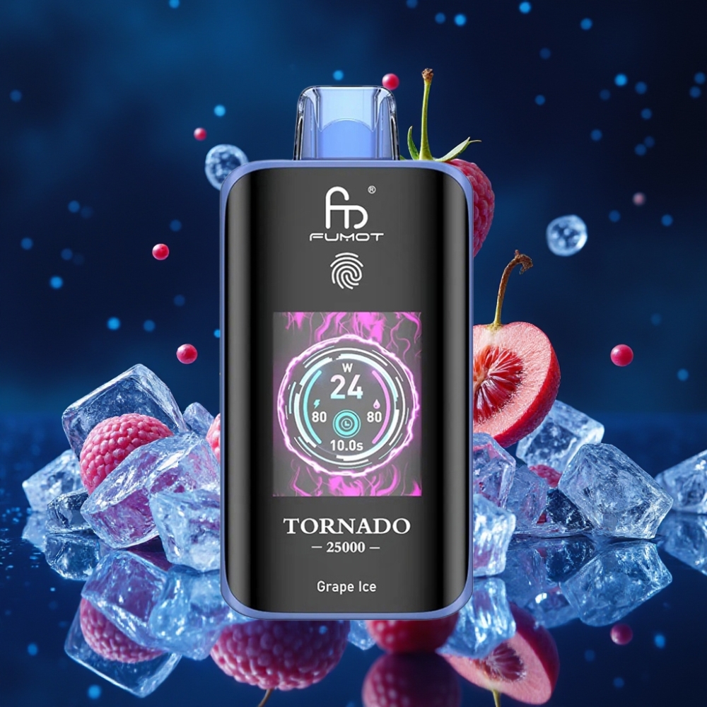 Fumot Tornado 25000 Sügavkülm Viinamarja Auru HD Ekraaniga, 700mAh Akuga, Type-C Laadimisega