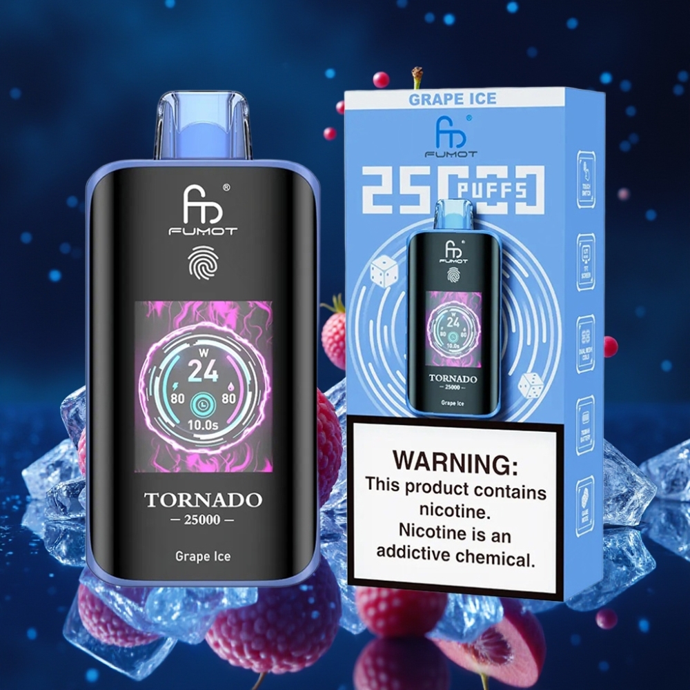 Fumot Tornado 25000 Sügavkülm Viinamarja Auru HD Ekraaniga, 700mAh Akuga, Type-C Laadimisega