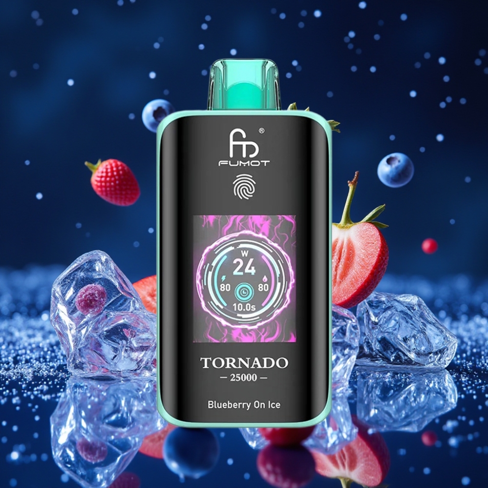 Fumot Tornado 25000 Sügavusekraaniga Laaditav 700mAh Sinise Vaarika Jäädis 20ml E-vedelik 0/2%/3%/5% Nikotiini Type-C