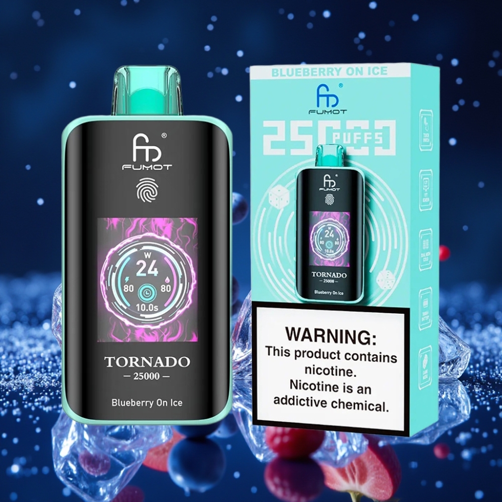 Fumot Tornado 25000 Sügavusekraaniga Laaditav 700mAh Sinise Vaarika Jäädis 20ml E-vedelik 0/2%/3%/5% Nikotiini Type-C