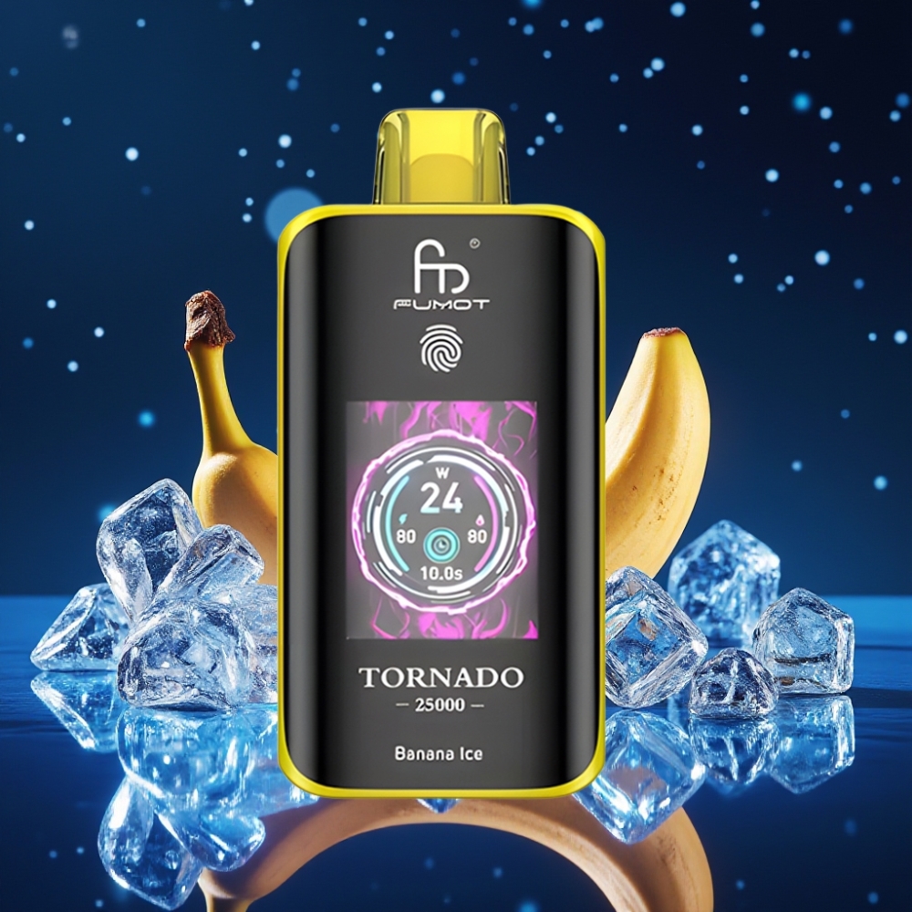 Fumot Tornado 25000 Sügavusteega HD Ekraaniga 700mAh Akuga 20ml Banaani-Jäädis Type-C Laadimisega