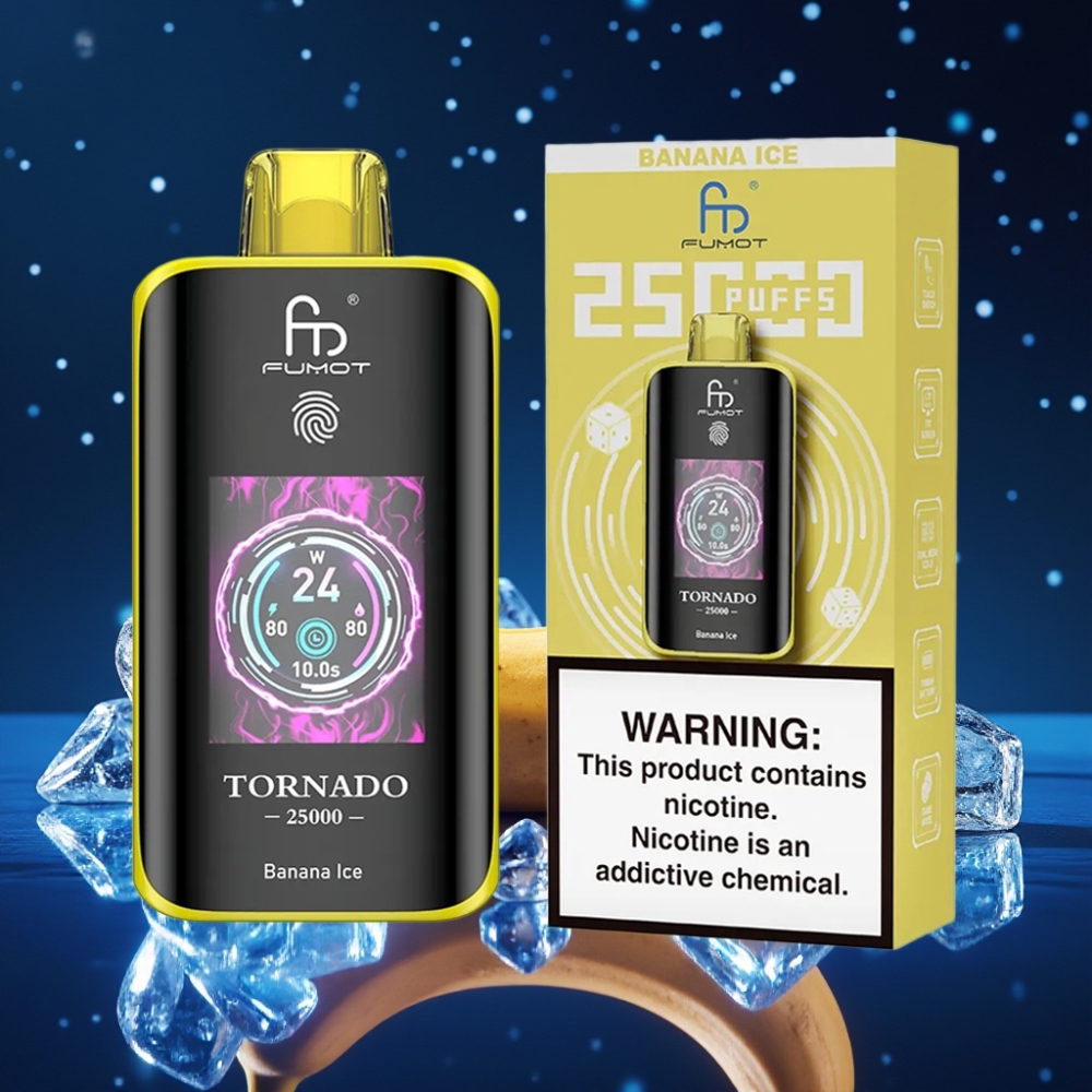 Fumot Tornado 25000 Sügavusteega HD Ekraaniga 700mAh Akuga 20ml Banaani-Jäädis Type-C Laadimisega